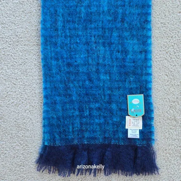 NWT Kid Mohair Scarf Blue Avoca Tweed - Picture 4 of 16